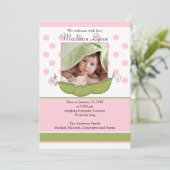 かわいいリトルピーベイビーガール フォトお知らせカード 案内状 (スタンド正面)