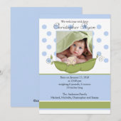 かわいいリトルピーベイボーイ写真出産報告カード 案内状 (正面/裏面)