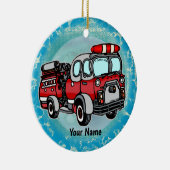 かわいいリトルファイアカスタムートラック消防士オーナメント セラミックオーナメント (右)