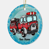 かわいいリトルファイアカスタムートラック消防士オーナメント セラミックオーナメント (左)