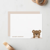 かわいいリトルブラウンくまの子供名前ステーショナリー ノートカード (正面/裏面インサイチュ)