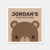 かわいいリトルブラウンベア誕生日 スタンダードカクテルナプキン (正面)