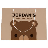 かわいいリトルブラウンベア誕生日 ラージペーパーバッグ (正面)