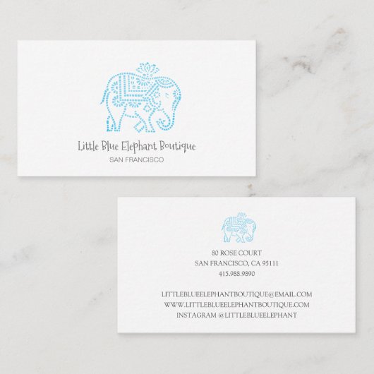 かわいいリトルブルーエレファントキッズアンドベビーブティック 名刺 (正面/裏面)