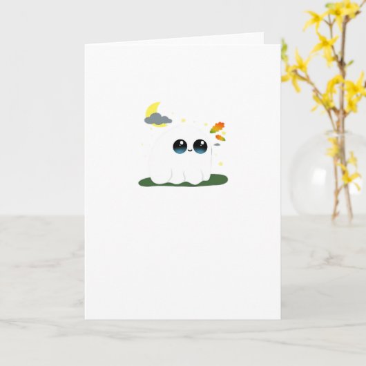 かわいいリトルブースティー秋の風景 ヴィンテージ クラシック カード (黄色い花)