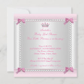 かわいいリトルプリンセスベイビーシャワーの女の子 エスニック 招待状 (裏面)