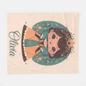 かわいいリトルプリンセス パーソナライズされた フリースブランケット (正面(横))