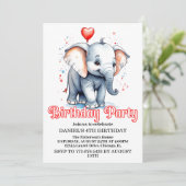 かわいいリトルベビーゾウ誕生日パーティー 招待状 (スタンド正面)