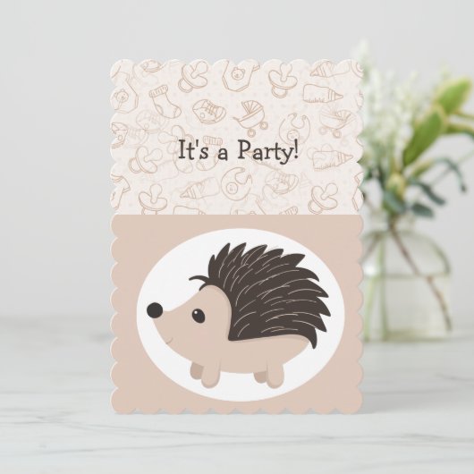 かわいいリトルベビーハリネズミ動物誕生日キッズ 招待状 (スタンド正面)