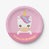 かわいいリトルベビーユニコーン1st誕生日パーティープレート ペーパープレート (正面)