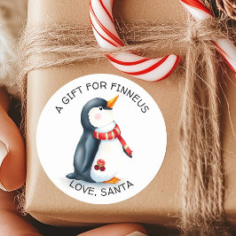かわいいリトルペンギンのクリスマス 送り先・送り元用 ラウンドシール
