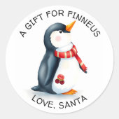 かわいいリトルペンギンのクリスマス　送り先・送り元用 ラウンドシール (正面)