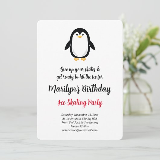 かわいいリトルペンギン誕生日パーティー 招待状 (スタンド正面)