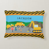 かわいいリトルボーイ建築車モノグラムの両 アクセントクッション (裏面)
