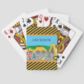 かわいいリトルボーイ建築車モノグラムの両 トランプ (裏面)