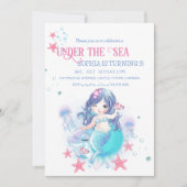 かわいいリトルマーメイド誕生日招待状 招待状 (正面)