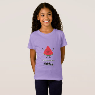 かわいいリトルミススイカステッカースタイルキッズTシャツ Tシャツ