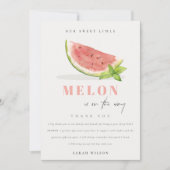 かわいいリトルメロン ウォーターカラー 赤 ベビーシャワー サンキューカード (正面)