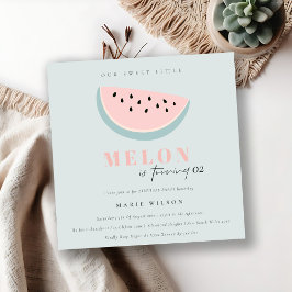 かわいいリトルメロン パステルブルー 誕生日どんな年齢でも 招待状