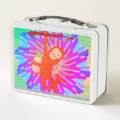 かわいいリトルモンキーデザイン メタルランチボックス (裏面)