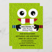 かわいいリトルモンスターの誕生日パーティー 招待状 (正面/裏面)