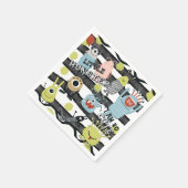 かわいいリトルモンスターズモダンシックな水彩ストライプ スタンダードカクテルナプキン (角)