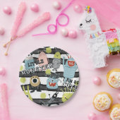 かわいいリトルモンスターズモダンシックな水彩ストライプ ペーパープレート (パーティー)