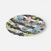 かわいいリトルモンスターズモダンシックな水彩ストライプ ペーパープレート (アングル)