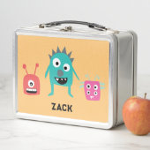 かわいいリトルモンスターズ名前をカスタムするカラフルかわいい メタルランチボックス (インサイチュ)