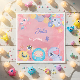 かわいいリトルモンスター子供の誕生日 スタンダードランチョンナプキン