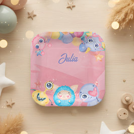 かわいいリトルモンスター子供の誕生日 ペーパープレート