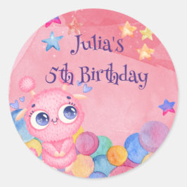 かわいいリトルモンスター子供の誕生日 ラウンドシール