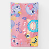 かわいいリトルモンスター子供の誕生日 横断幕 (縦)