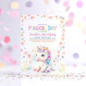 かわいいリトルユニコーンフローラおもしろい誕生日パーティー 招待状