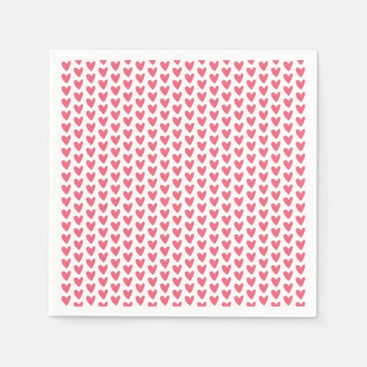 かわいいリトルラズベリー ピンクハート柄 スタンダードカクテルナプキン (正面)