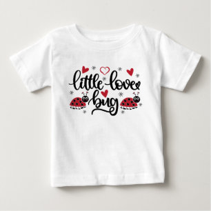 かわいいリトルラブバグ ワードアート ガールズ ベビーTシャツ