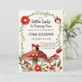 かわいいリトルレディバグガール誕生日 招待状 (スタンド正面)