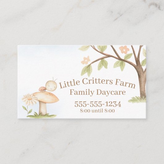 かわいいリトルレディバグチャイルドケアプロフェッショナル 名刺 (正面)