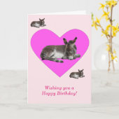 かわいいリトルロンドンキーフォールハート誕生日 カード (黄色い花)