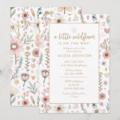 かわいいリトルワイルドフラワーベビーシャワー 招待状 (正面/裏面)