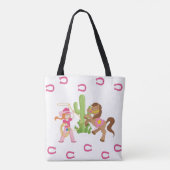 かわいいリトル女性のカーボーイとポニー トートバッグ (裏面)