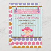 かわいいリトル女性のカーボーイバースデーパーティ招待状 招待状 (正面/裏面)