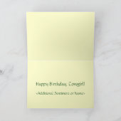 かわいいリトル女性のカーボーイ誕生日 カード (内部)