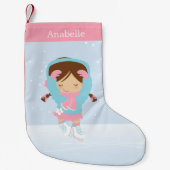 かわいいリトル姿スケーターパーソナライズされた スモールクリスマスストッキング (正面)