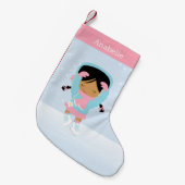 かわいいリトル姿スケーターパーソナライズされた スモールクリスマスストッキング (正面 (吊り時))