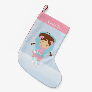 かわいいリトル姿パーソナライズされたスケート スモールクリスマスストッキング