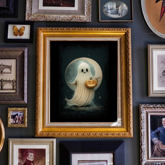 かわいいリトル幽霊アート – ヴィンテージハロウィーン ポスター