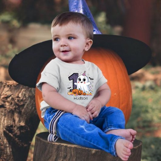 かわいいリトル幽霊1st誕生日ハロウィーン ベビーTシャツ