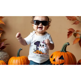 かわいいリトル幽霊1st誕生日ハロウィーン ベビーTシャツ