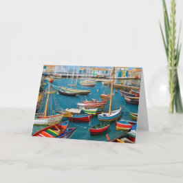 かわいいリトル観光客タウンモダンハーバーファンタジー サンキューカード